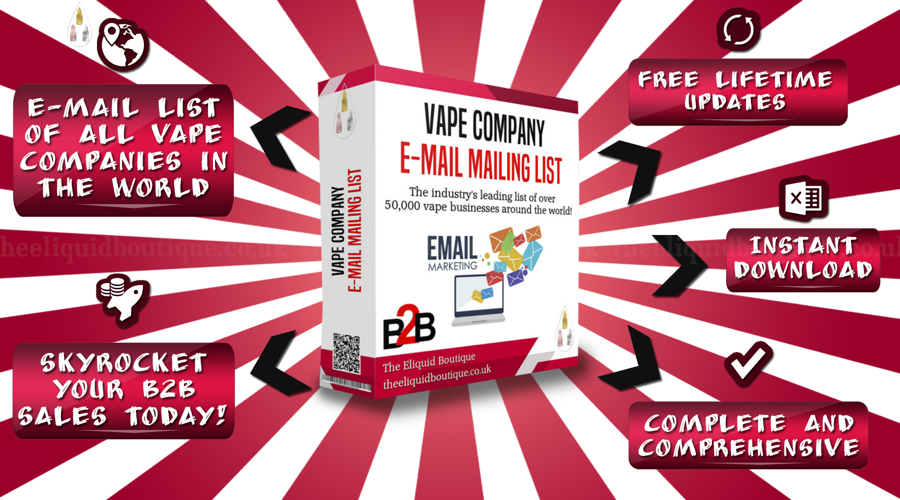 Hooray! The Vape Company Email List Has Undergone Another Update Today! The entire vape company email list has undergone one of many updates this month. The entire email list has been scrubbed from top to bottom using a three level email verification technique to remove all the non-resolving domains (abandoned domains) and defunct email accounts. Around 200 new vape and e-liquid wholesaler and distributor emails were added.  Why Use Our Vape Company Emails? Our vape company emails encompass virtually all the vape companies from all over the world including vape shops (online and brick-and-mortar), vape and e-juice wholesalers and distributors, vape event organisers, vape blogs, e-liquid brands, vape hardware manufacturers and much more. Our email list of vape companies is ideal for newsletter and email campaigns. Simply load up all the emails into your newsletter provider or email list, draft your message and hit send. The vape company emails will connect you with almost all vape companies in the world in a flash. Our vape email list is being used by hundreds of e-liquid brands, vape wholesalers and other vape companies interested in selling their products or services to other vape businesses.  Vape Shop Email List - 7 December 2018 Update  Here's What You Will Get By purchasing our vape company email list, you will receive FREE regular updates which will be delivered directly to your inbox by our system. As you will have undoubtedly noticed, our vape company email list is updates very regularly to ensure that you have the latest and working vape company emails at hand. Say goodbye to stale and outdated email lists and start focusing on selling your products without wasting your precious time on compiling your own list of vape companies.  How we collect vape company emails All of our vape company emails are collected from the public domains and vape exhibitions by our multi-lingual team. There are many vape stores that are simply impossible to find due to them being in other countries or having minimal online exposure.  Some Bad News We are going to be increasing the prices. We have said this on numerous occasions now, but as you can see from the latest updates, we are investing more and more of our time and resources in updating and maintaining the email list to bring you only the latest and freshest leads at least once a month!  Some Good News We have decided to freeze the price for the next 7 days as part of our Christmas sale! Do not miss this amazing opportunity to rocket your B2B sales.  Success Stories We are extremely pleased that over 500 e-liquid companies from around the world have trusted us with our vape company email list. We remember when back in 2012 or so these new e-liquid brands were just starting out and having spoken to some owners, we were pleased to learn that our vape company email list has proven instrumental in facilitating the phenomenal growth of these e-liquid brands (some of which are the biggest e-liquid brands today!). We believe that this serves as a testament to our success and hard work in providing the best vape company leads on the market. As you will have noticed, our core focus is on building and updating our vape company leads (and it has been for the last 5 years!). We have many exciting updates planned for the upcoming month so watch the space!  To learn more about and purchase our vape company email list, click here or follow this link: https://bit.ly/2zcDKeX