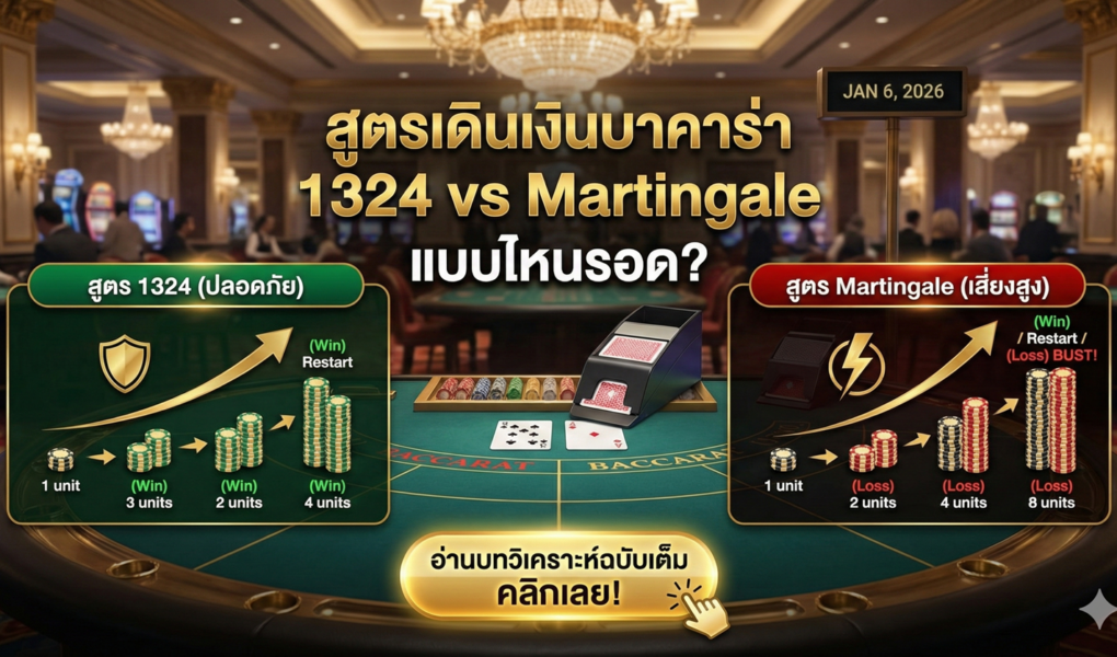 สูตรเดินเงินบาคาร่า 1324 vs Martingale แบบไหนรอด