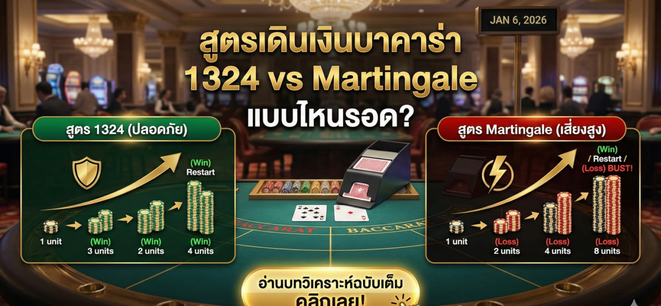 สูตรเดินเงินบาคาร่า 1324 vs Martingale แบบไหนรอด