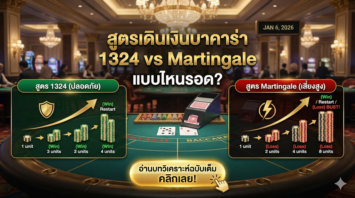 สูตรเดินเงินบาคาร่า 1324 vs Martingale แบบไหนรอด